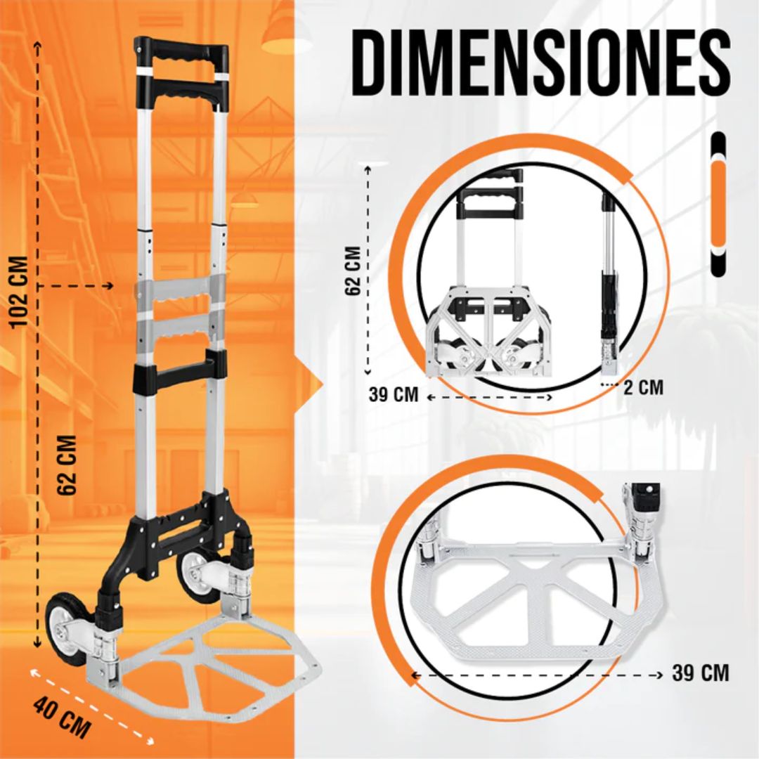 PRACTICO MONTA CARGA DE ALUMINIO PLEGLABLE CON CAPACIDAD DE HASTA 80KG