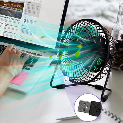 Ventilador + Reloj LED y Temperatura