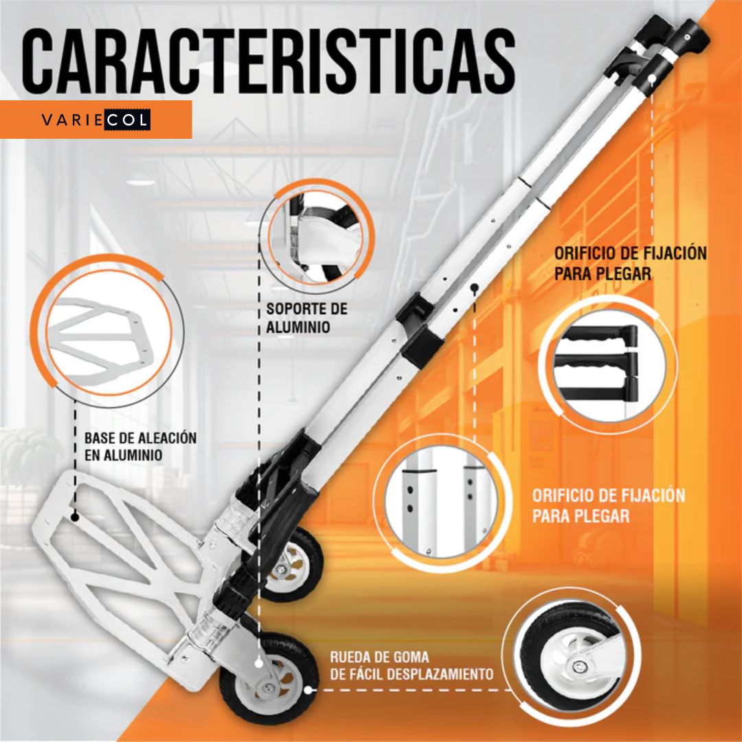 PRACTICO MONTA CARGA DE ALUMINIO PLEGLABLE CON CAPACIDAD DE HASTA 80KG
