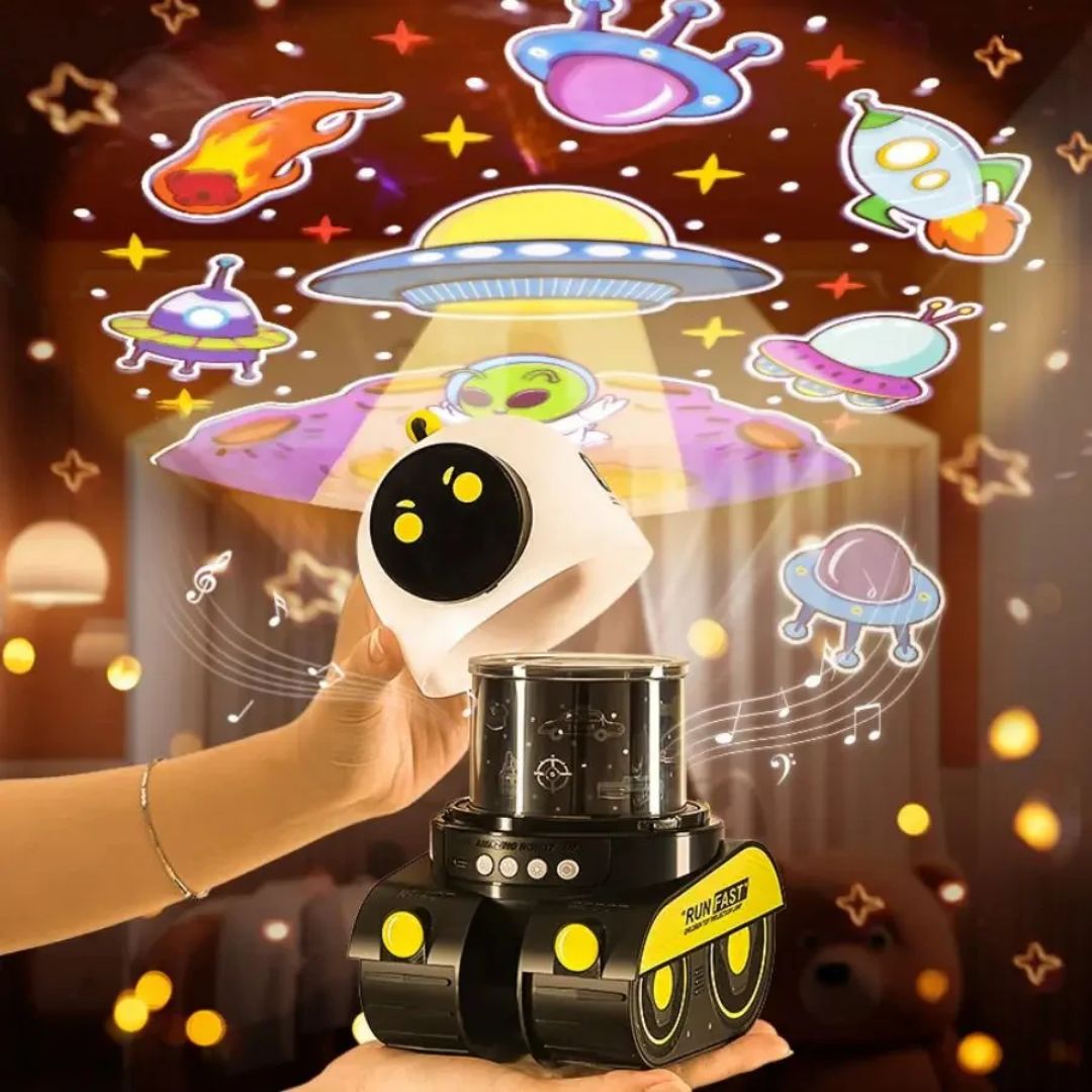ROBOT PROYECTOR LUZ NOCTURNA Y SONIDOS RELAJANTE 360°