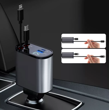 Cargador 4 en 1 retráctil para auto