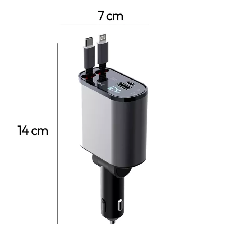 Cargador 4 en 1 retráctil para auto