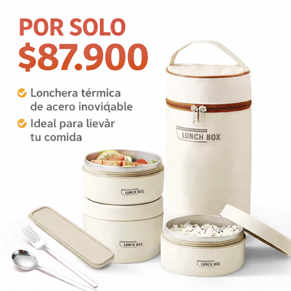 Tu comida caliente, donde quieras  - LONCHERA TERMICA X3